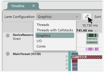Edit a Configuration by using the drop-down menu