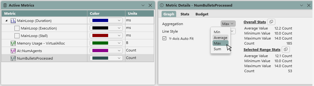 Changing the aggregation mode for a metric