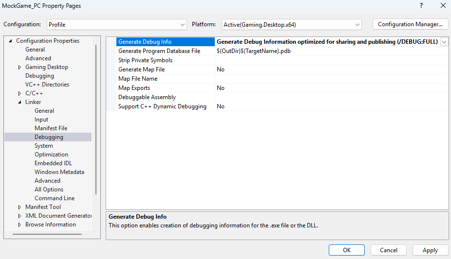 Specifying a FULL PDB in Visual Studio