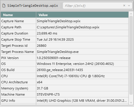 The Capture Details view