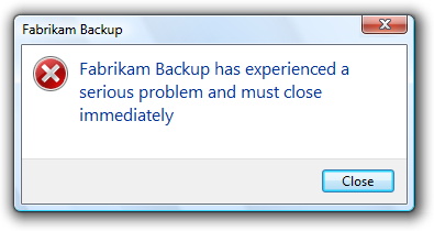 screen shot of message: backup must close at once