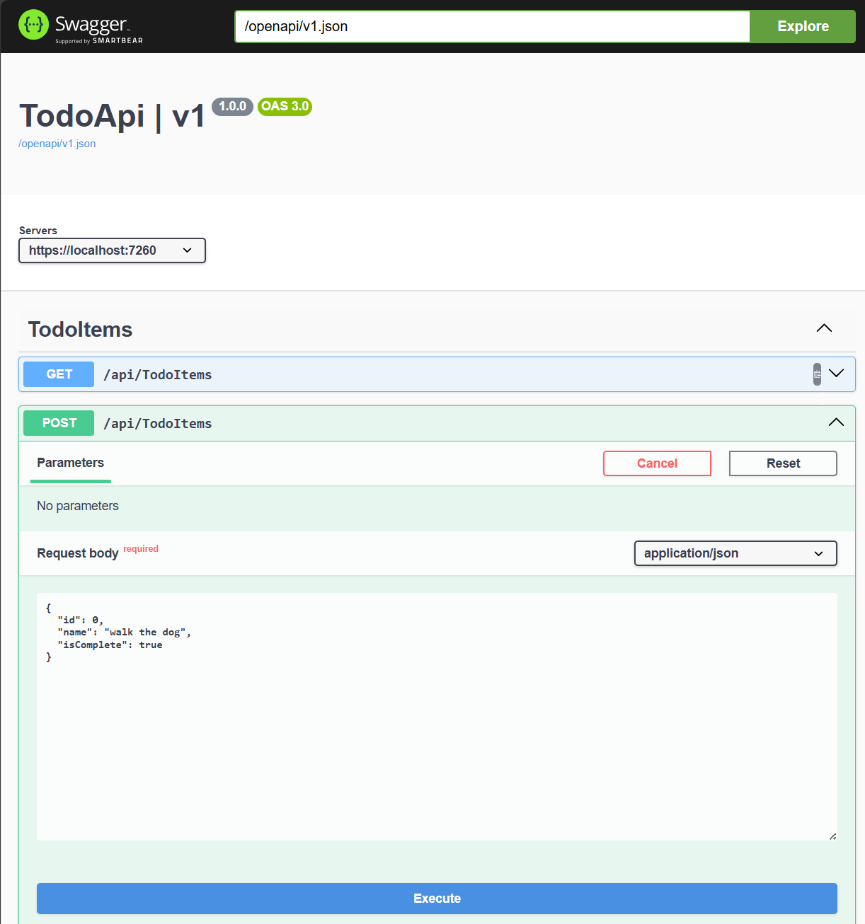 Swagger with Post request