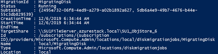 Example: Migration status