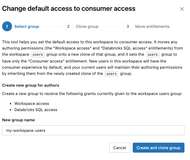 Change default access to consumer access dialog.