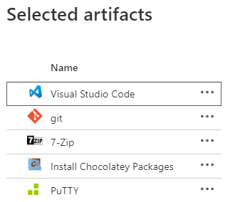 Screenshot that shows selected artifacts.