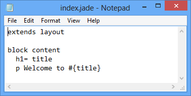 The contents of the index.jade file.