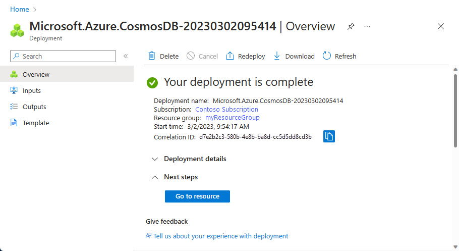 Screenshot shows that your deployment is complete.