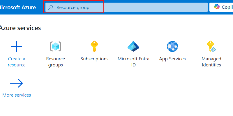 Screenshot that shows the global search bar in the Azure portal.