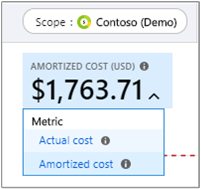 Screenshot that shows selecting a cost metric.
