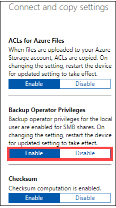 Screenshot of Backup operator privileges.