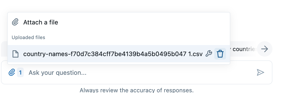 An expanded file list showing a trash icon to the right of a file name.