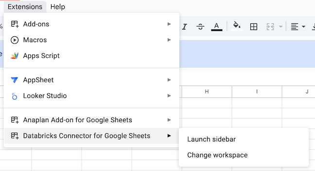 Launch Databricks Connector in Google Sheets