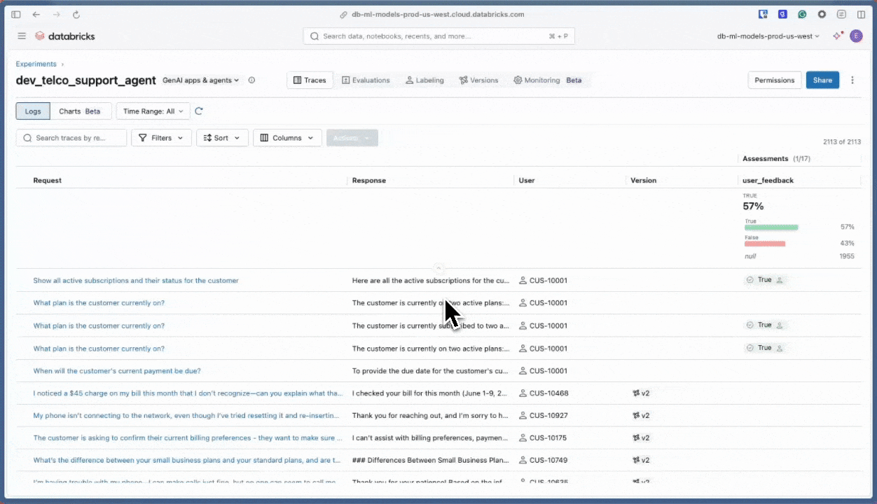 Trace user feedback