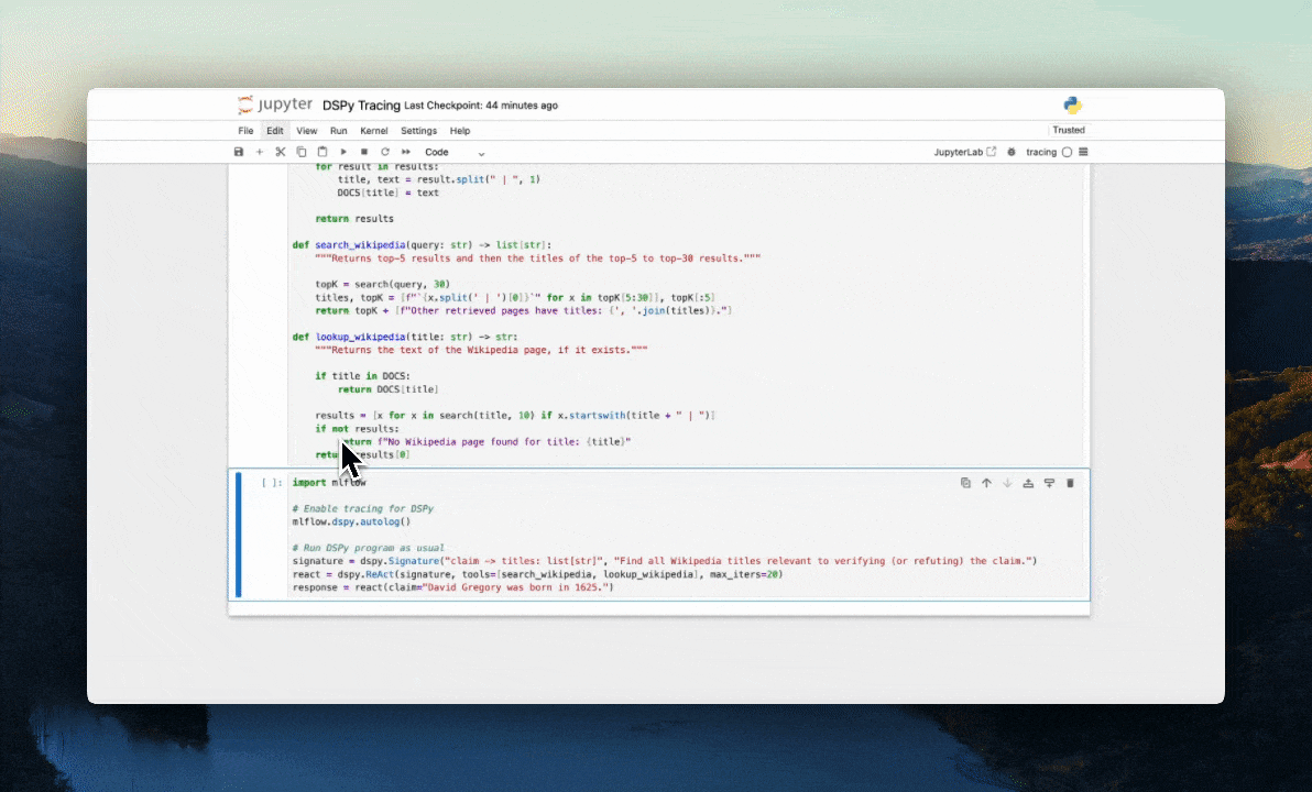 DSPy Tracing using autolog