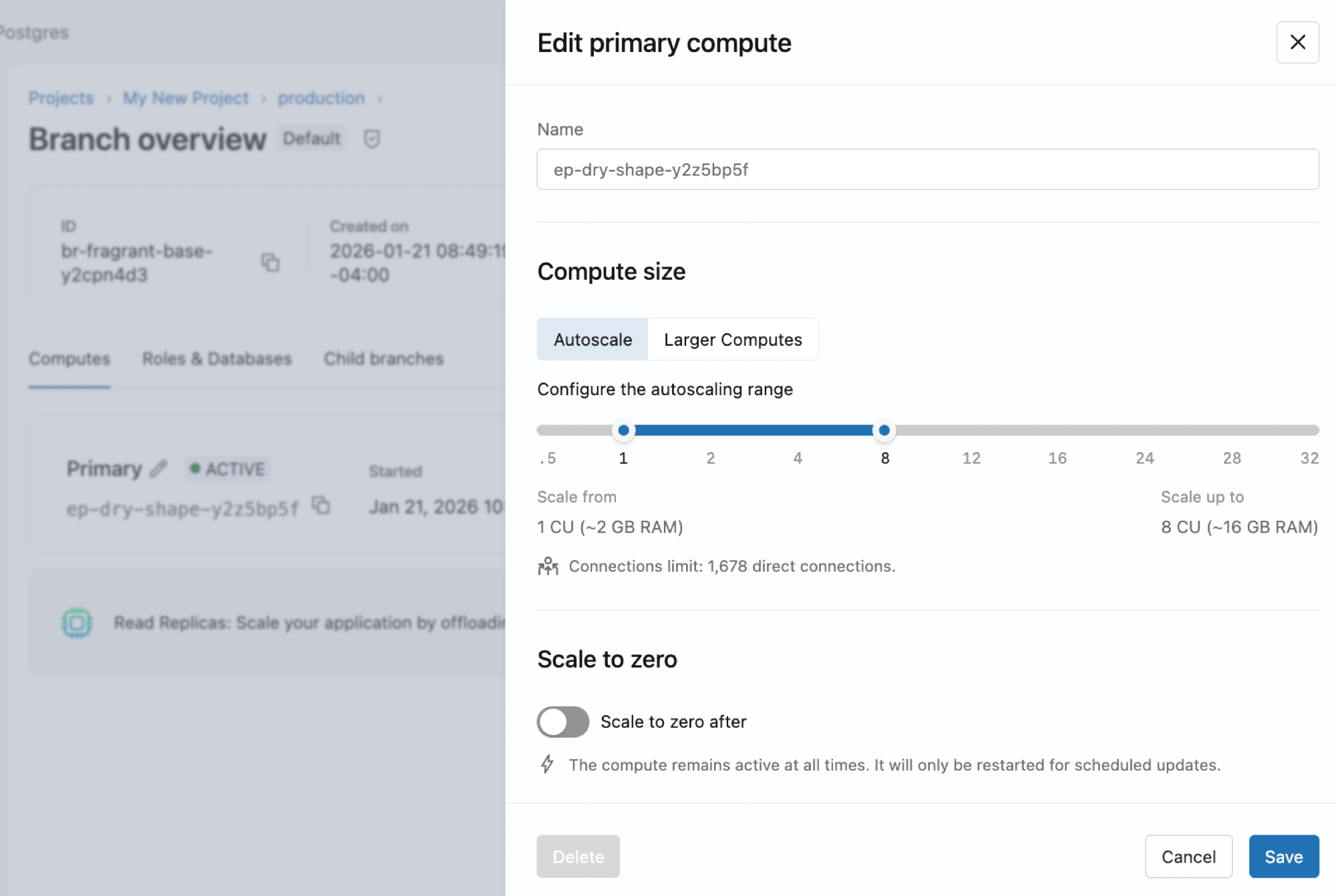 Edit a compute dialog