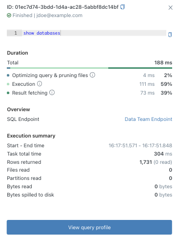 Query history details