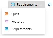 Screenshot of Backlog level selector for the CMMI process.