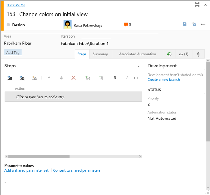 Screenshot showing opening a test case form from board.