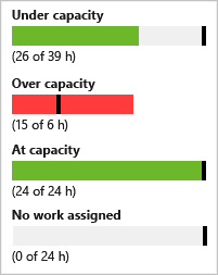 Screenshot of over capacity indicators.
