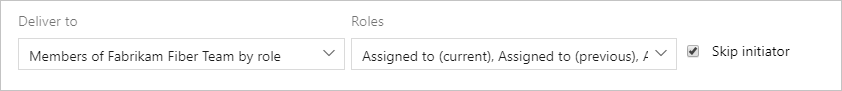 Screenshot that shows the email team delivery option role.