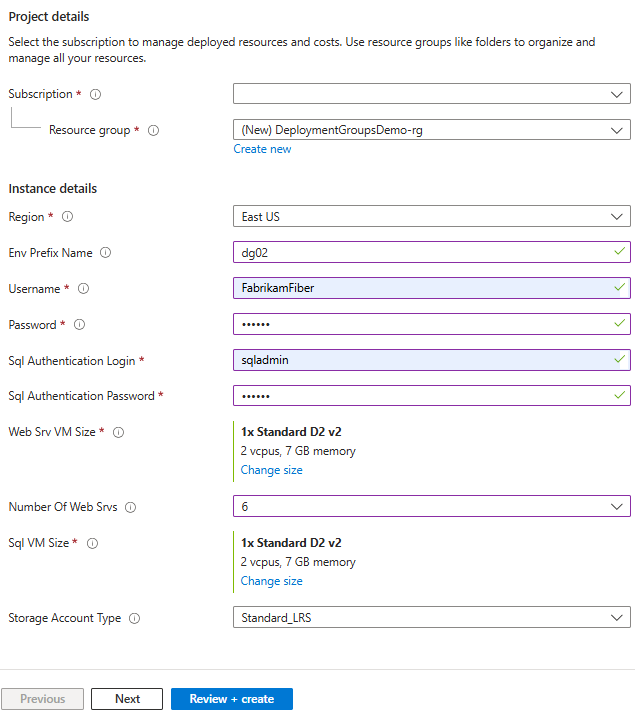 Screenshot that shows how to set up Azure resources.