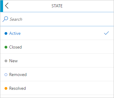 Screenshot of State change options through mobile browser.