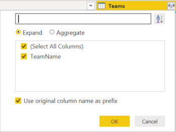 Screenshot that shows how to select the fields to flatten.