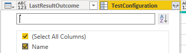 Screenshot of Power BI select fields to flatten.