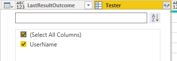Screenshot of Power BI select fields to flatten.
