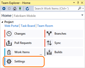 Screenshot that shows Project settings.