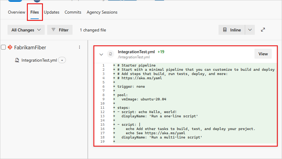 Screenshot of a change summary view in the Files tab of a PR.