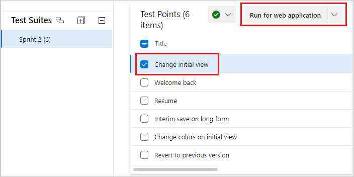 Screenshot shows how to select and run a specific test.