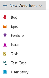 Screenshot of Add work item from a New Work Item widget.