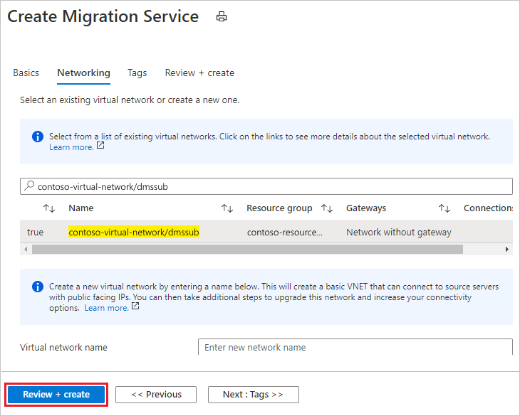 Configure Azure Database Migration Service instance networking settings