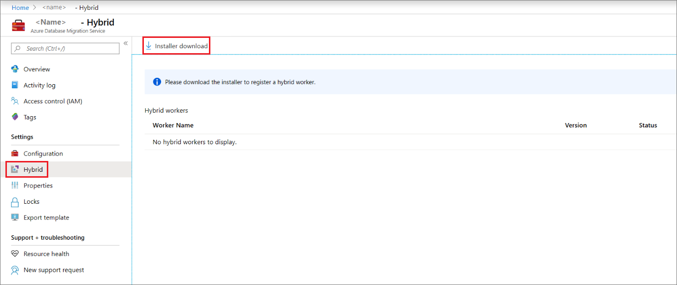 Azure Database Migration Service hybrid worker download