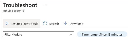 Screenshot of module troubleshooting showing the Restart FilterModule button.