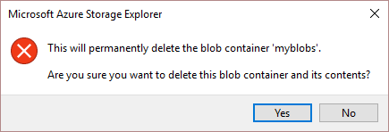 Delete blob Container confirmation