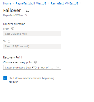 Failover settings page