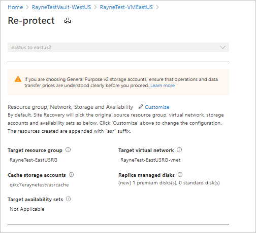 Reprotection settings page