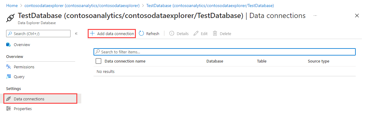 Select data ingestion and Add data connection.
