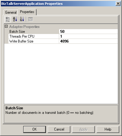 ebiz_prog_custad_sh Screenshot that shows the Properties tab.