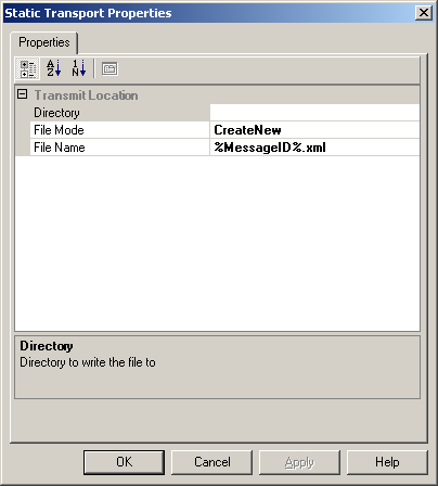ebiz_prog_custad_sp Image that shows the Static Transport Properties dialog box.
