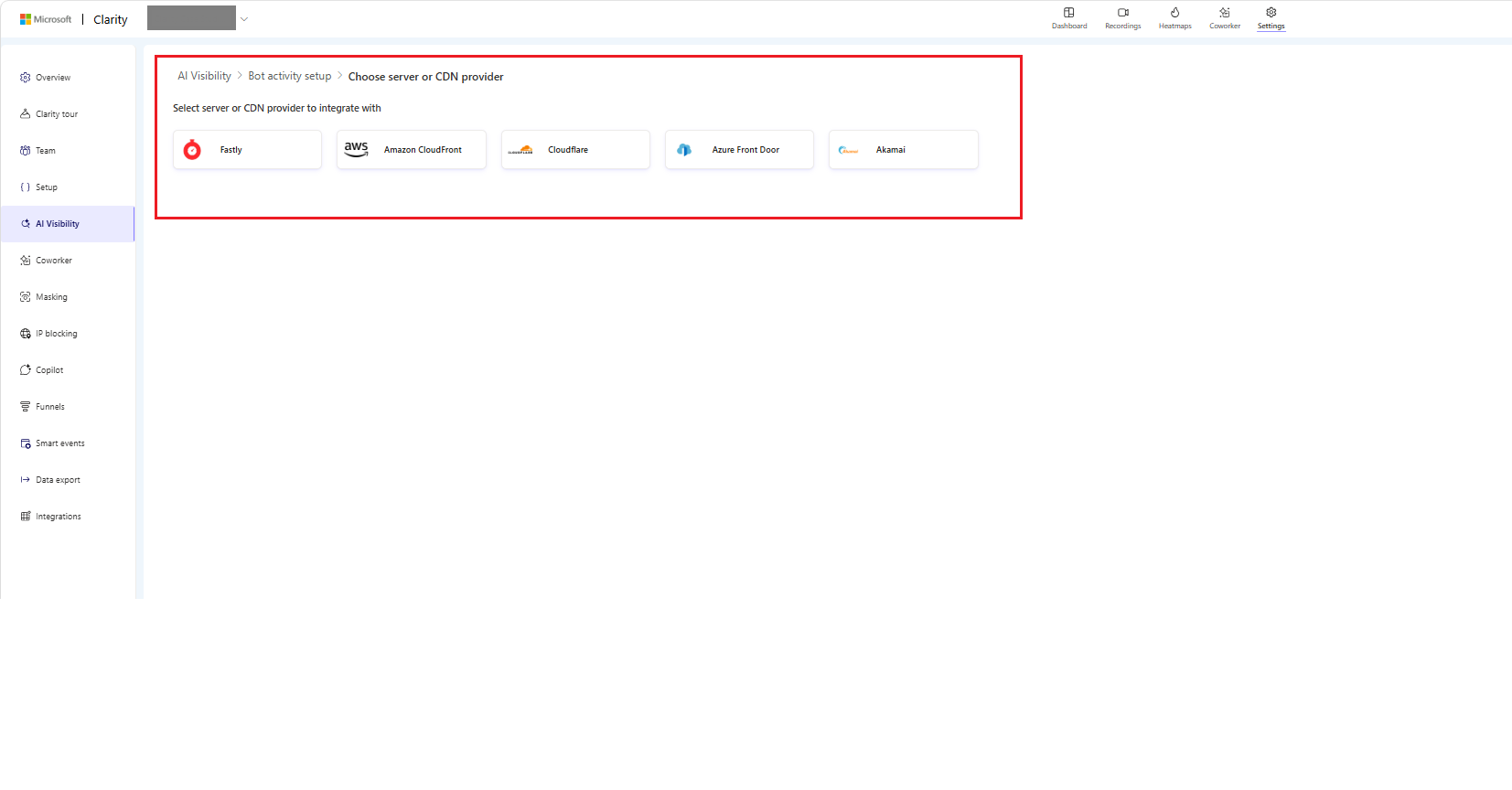 CDN Providers in settings.