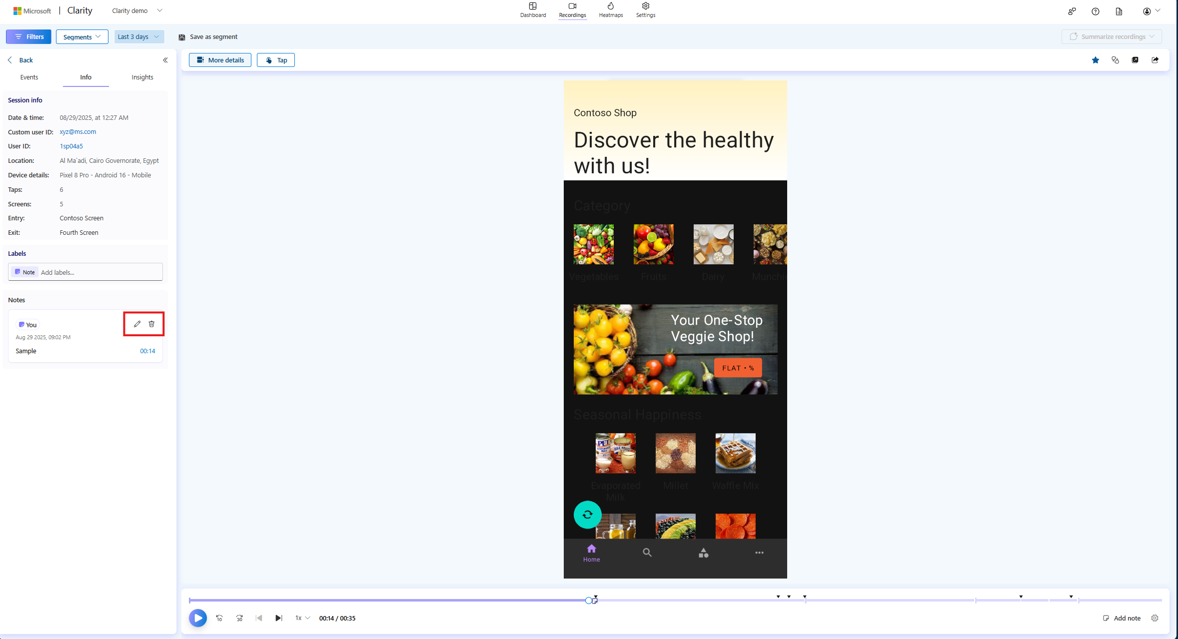 Edit note in label in sdk.
