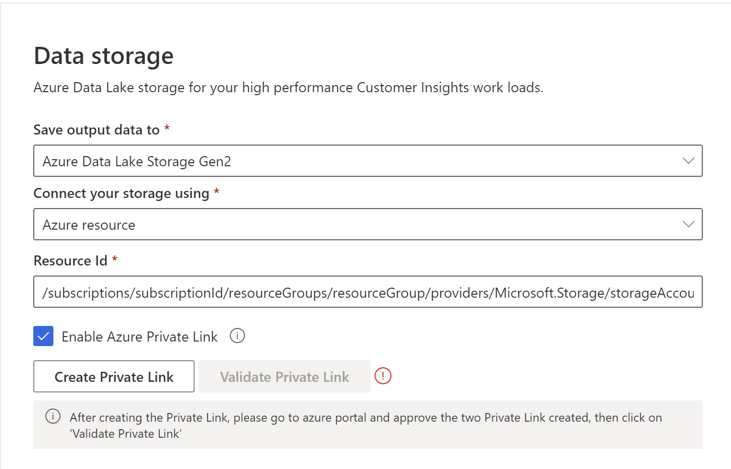 Private endpoint creation.