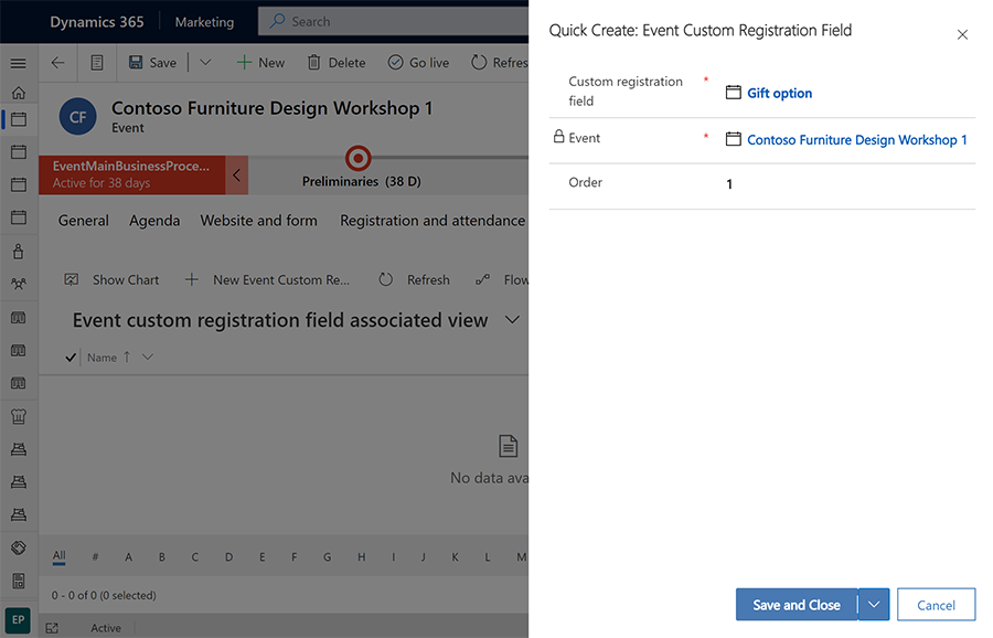 Set up the custom field for the current event.