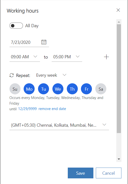 Create an operating hour schedule.