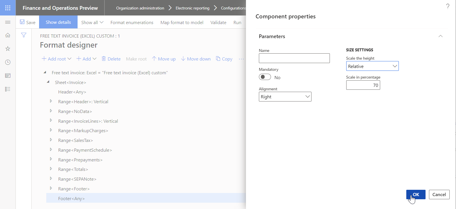 Properties of the Picture element in the Component properties dialog box.