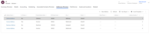 Screenshot of grid for postal addresses.