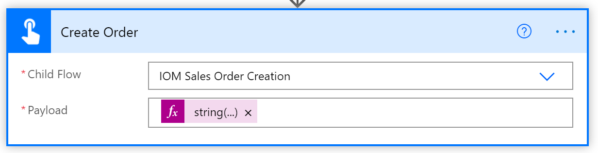 Screenshot of Create Order action.
